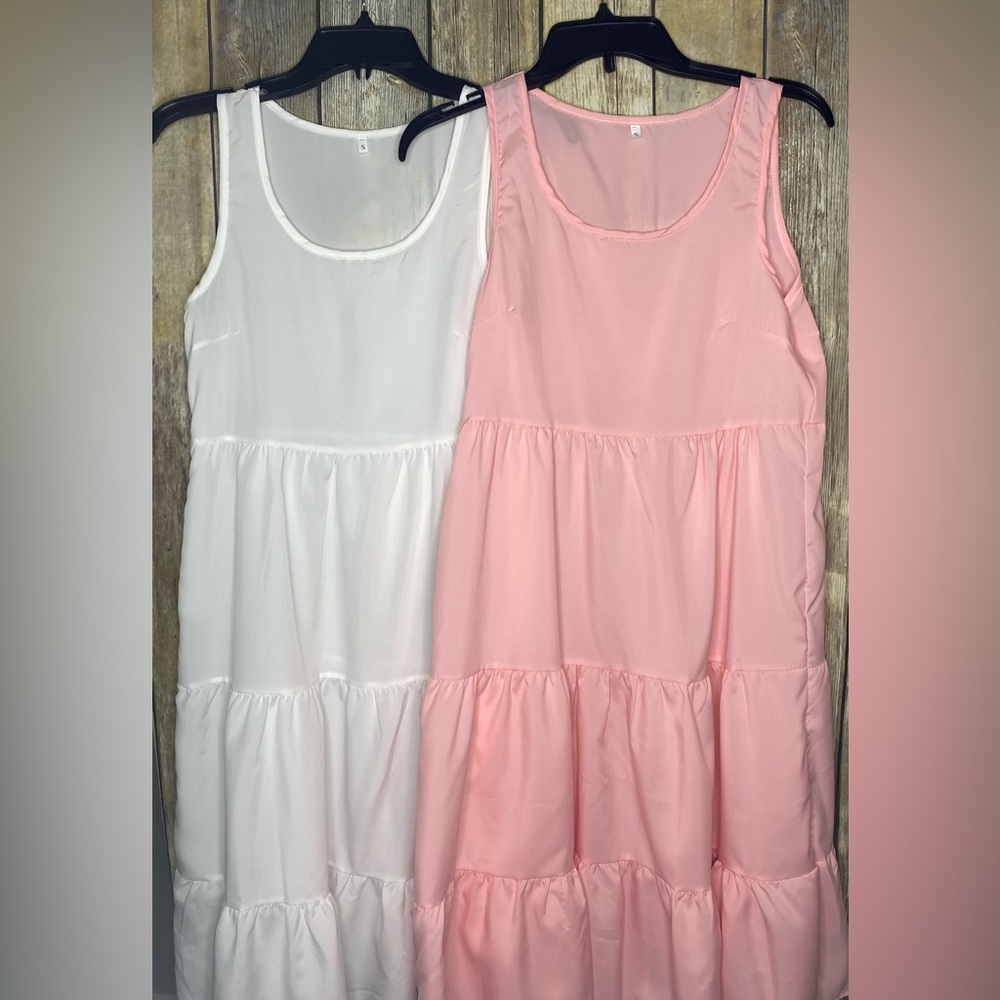 2 cotton slip dresses beach pool summer  new!